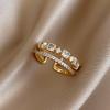 Trendy Minimalist Gold Color Cross Rings Geometric Double Layer Open Adjustable Finger Ring For Women Party Wedding Jewelry Gift