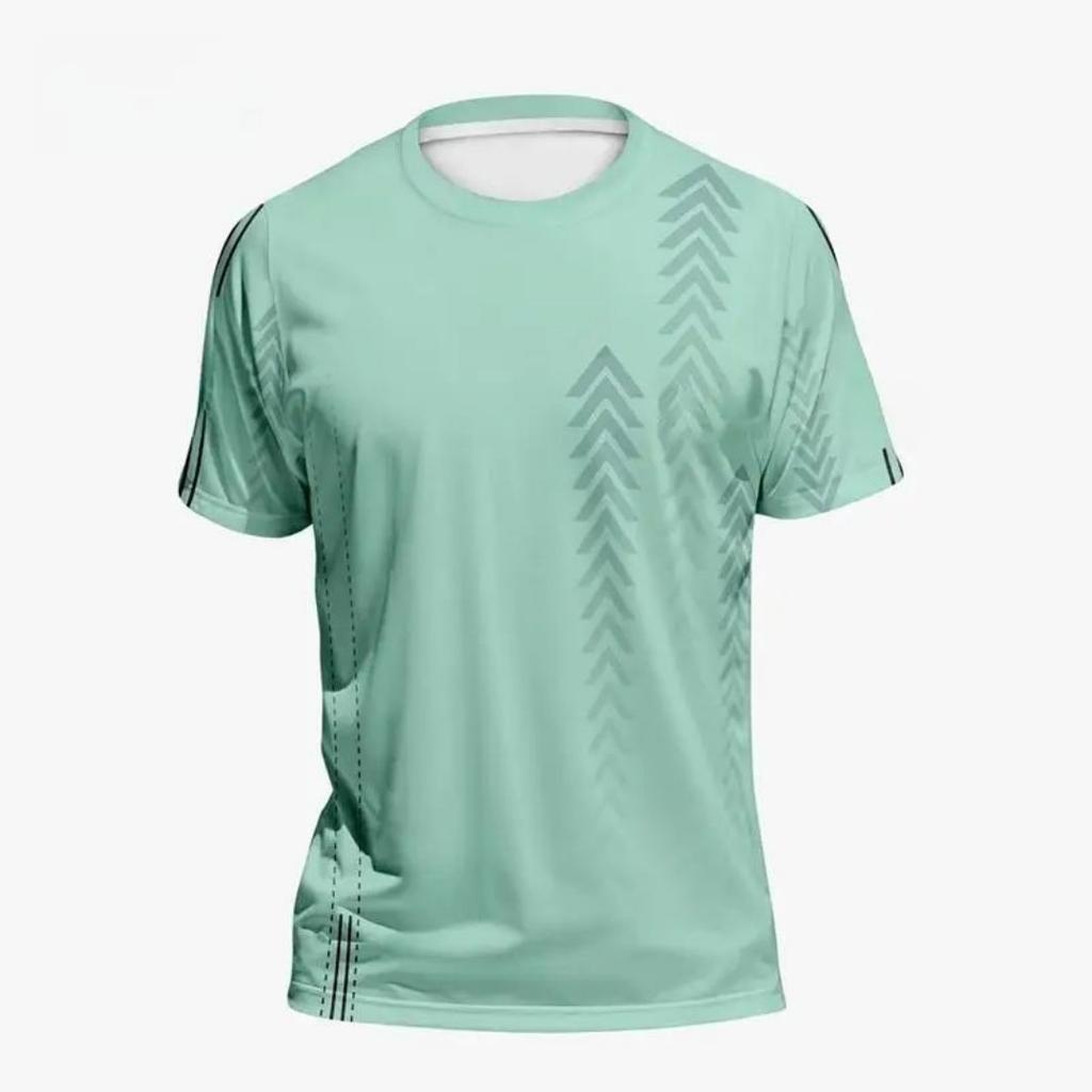 Лето 2025 новый мужской спортивный T-shirt Быстросохнущий высокий 3D градиентный с коротким рукавом T-shirt Тренировка на открытом воздухе тренировка по баскетболу бег
