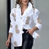 Fashion Ruffled V Neck Elegant Shirt Woman Office Lady Buttons White Blouse Women Sexy Shirts Puff Long Sleeve Chic Female Blouse 26550