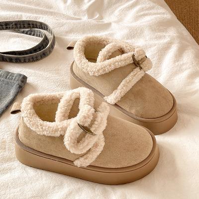 Женская модная легкая обувь на утолщенной мягкой подошве, зимние теплые меховые сноубутсы с мягкой подкладкой, нескользящие повседневные спортивные хлопковые туфли