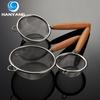 HANYANG 304 Stainless Steel Small Mesh Funnel Spoon Multi-specification Wooden Handle Chinese Medicine Strainer Spoon Baking Flour Sieve