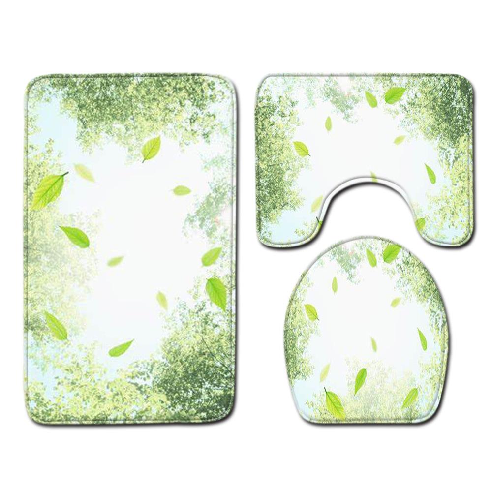 Small Fresh Toilet Three-Piece Floor Mat Bathroom Absorbent Non-Slip Carpet Door Mat