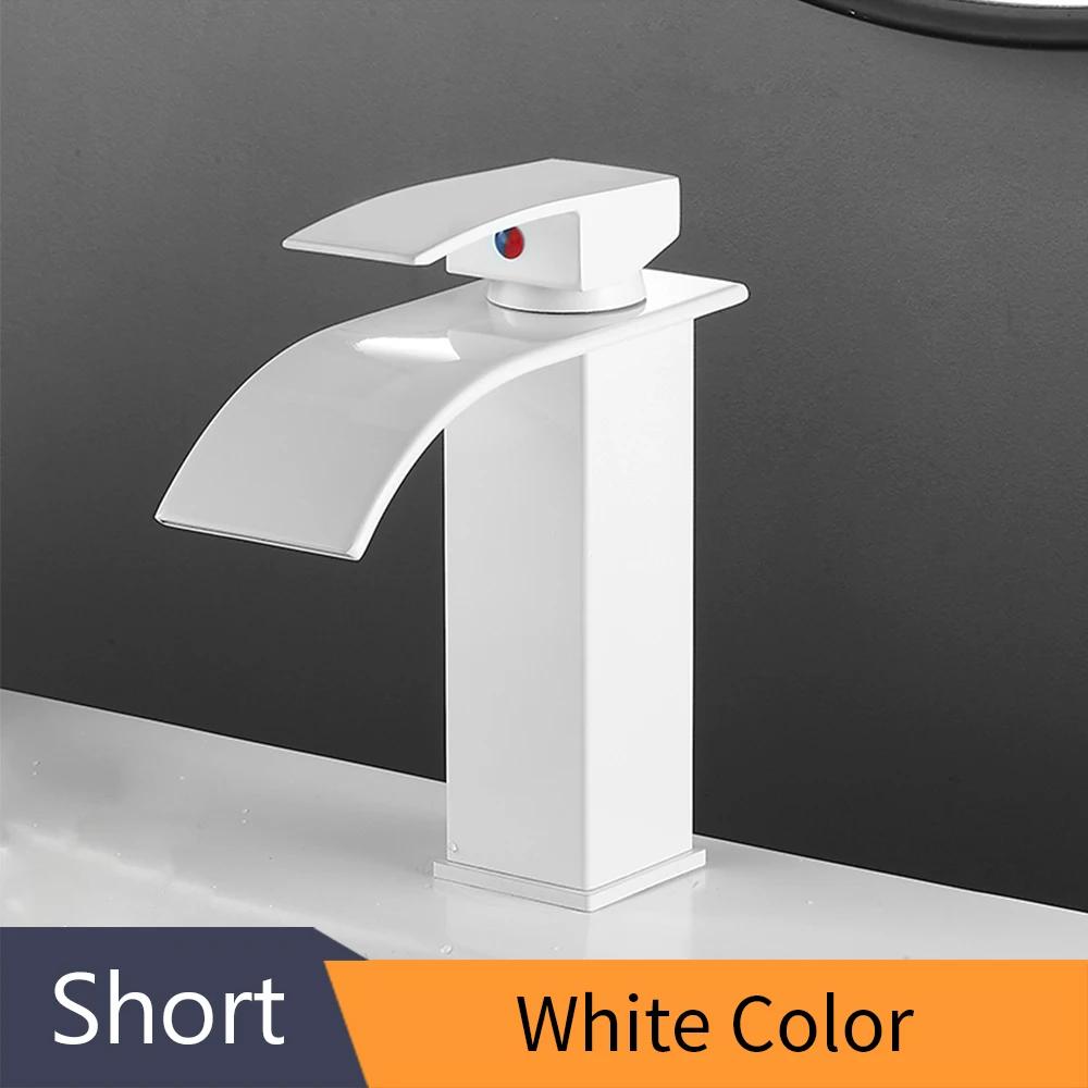 Gold Basin Faucet Deck Mounted Single Lever Bathroom Crane Waterfall Brass Bathroom Tap Hot Cold Water Mixer Taps 503