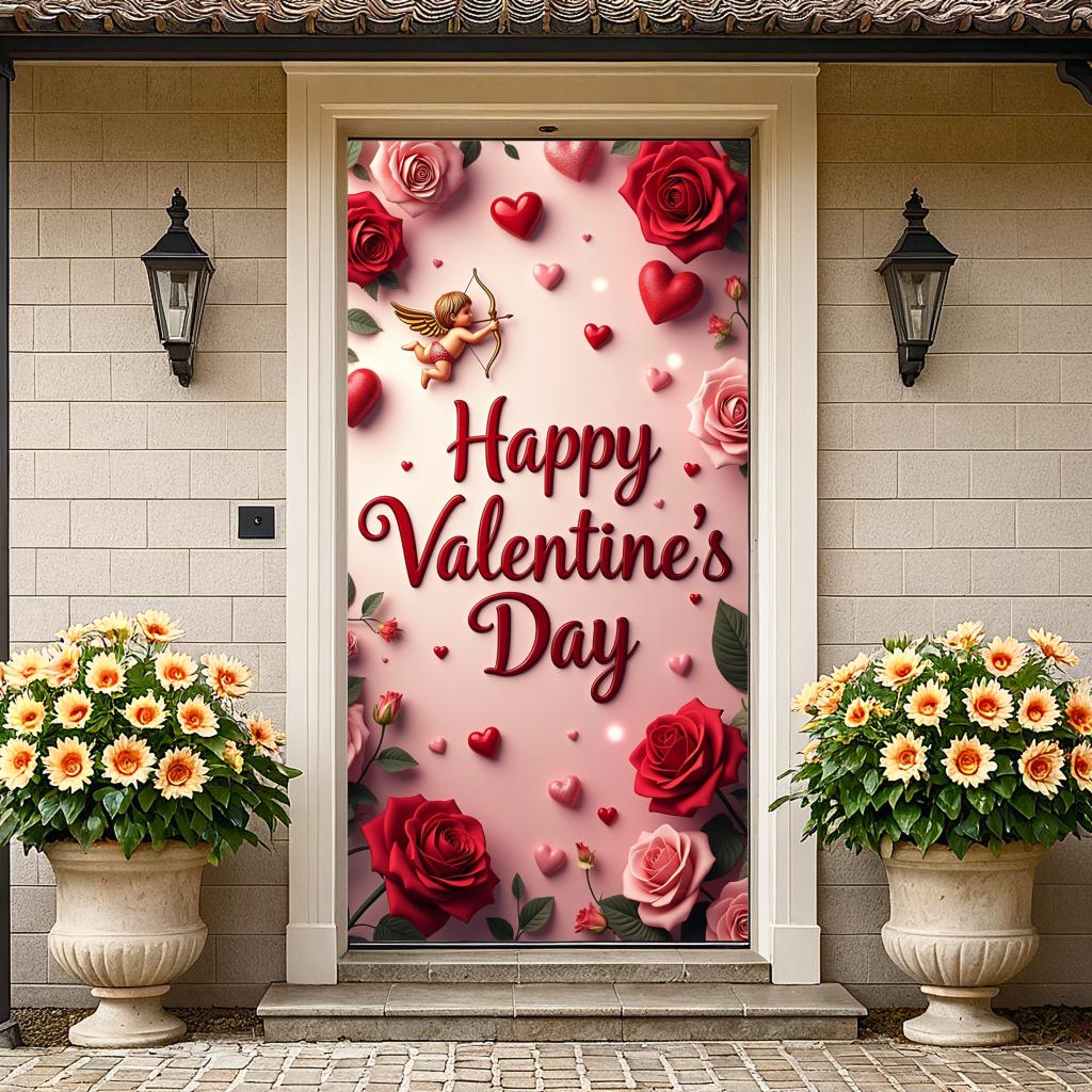 Valentine's Day Banner Backdrop Romantic Decorations Heart Background Red Love Celebration Photography Prop Party Supplies