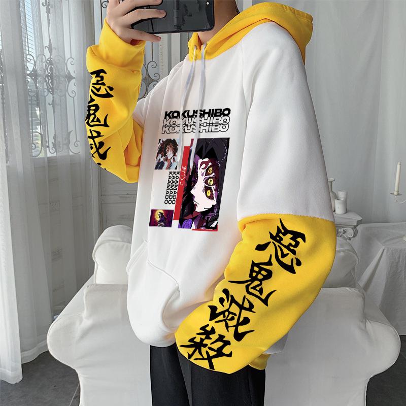 Anime Demon Slayer Kokushibo Printed Hooded Men Women Kimetsu No Yaiba Cool Hoodies Casual Loose Sweatshirt Harajuku Streetwear