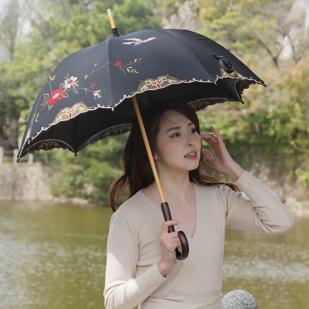 Actress Long 1st Class Light Heat Heat Heat UV Umbrella for Both Sunny and Rainy Special Double Layer and [Chinoiserie Modern] Parasol, Parasol,