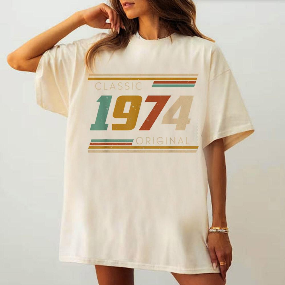1974 t shirt teen Pop Culture Breathable University Grunge Y2k top tees Vintage University Y2k Colorful Pop Culture 2000s