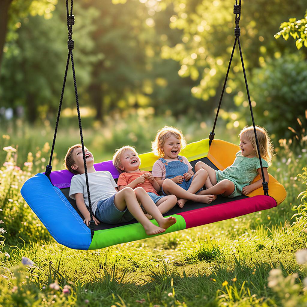 Height Adjustable Nest Swing Hanging Swing Up To 300kg With Adjustable Ropes For 3 8 Years 148x77x180 cm Multicolor