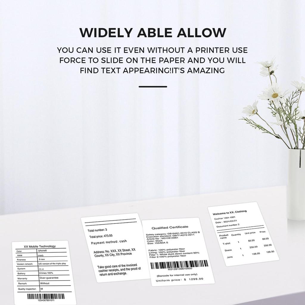 Labels for M110/M220, 1.97'' X 3.15''(50x80mm),Square,White,100 Labels/Roll, Self-Adhesive Thermal, for Logo, Barcode, Address