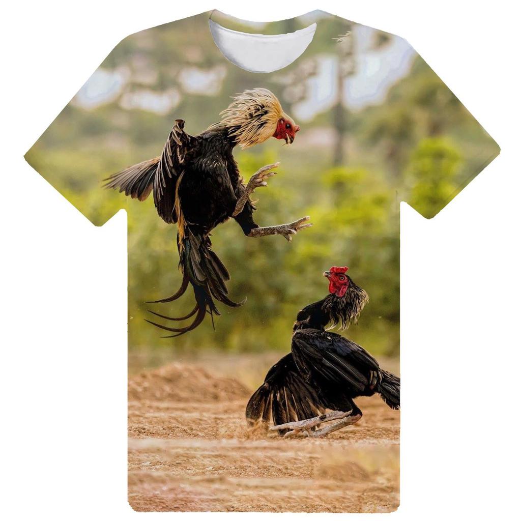 Летний топ с круглым вырезом и принтом «Петушиная игра», модные повседневные футболки с короткими рукавами для мужчин и женщин, для мальчиков и девочек, универсальные футболки