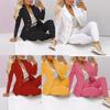 Autumn & Winter Women's Slimming Blazer & High-Waist Cuffed Pants Set