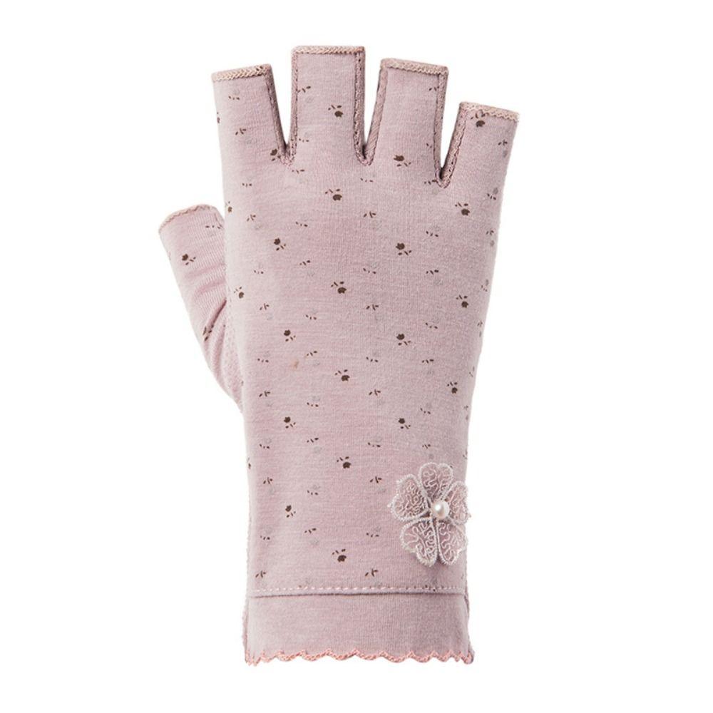 Anti-slip Women Half-finger Gloves Cotton Sunscreen Gloves Fashion Cycling Gloves for Cycling