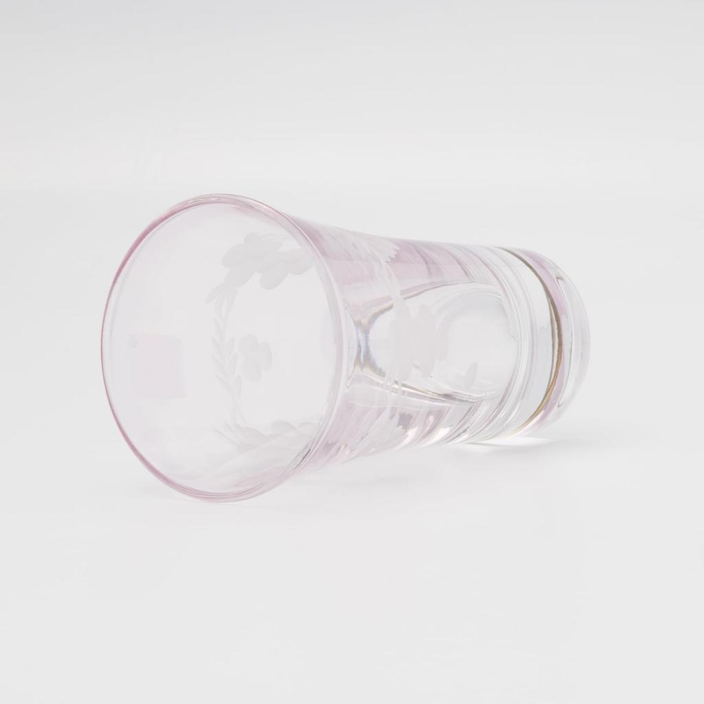 Стеклянный стакан для саке Otsuka Glass "Песня красок", Гинноми (приблизительно. 100мл), Открытый верх, Цветное стекло с цветочным узором, Розовый, Сделано в Японии, 01145-15-1PK-1P