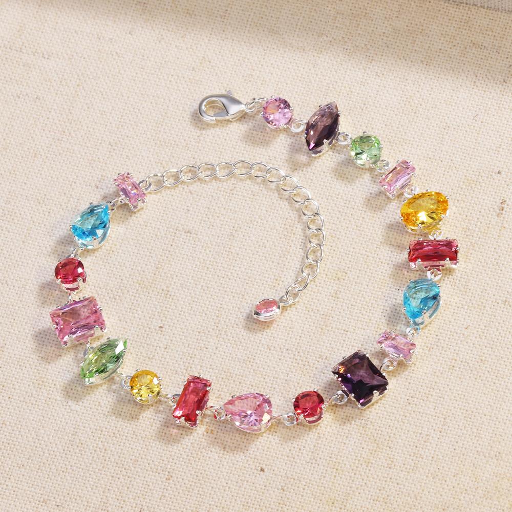 Golden Plated New Luxury Colourful Crystal Zircon Necklace For Women Fashion Party Jewelry Accessories Ladies Jewellery
