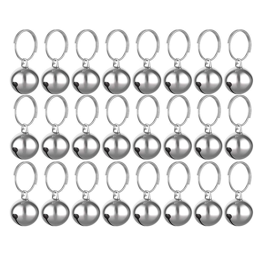 24Pcs Vintage Christmas Bell Jingle Horizontally Open Design Xmas Tree Hanging Bells 14mm Colorful Cat Collar Bell Keychain