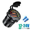 12V 24V Car Charger PD USB QC3.0 Fast Charge Socket with ON/Off Switch and Voltage Display for Car Boat Motorcycle Truck