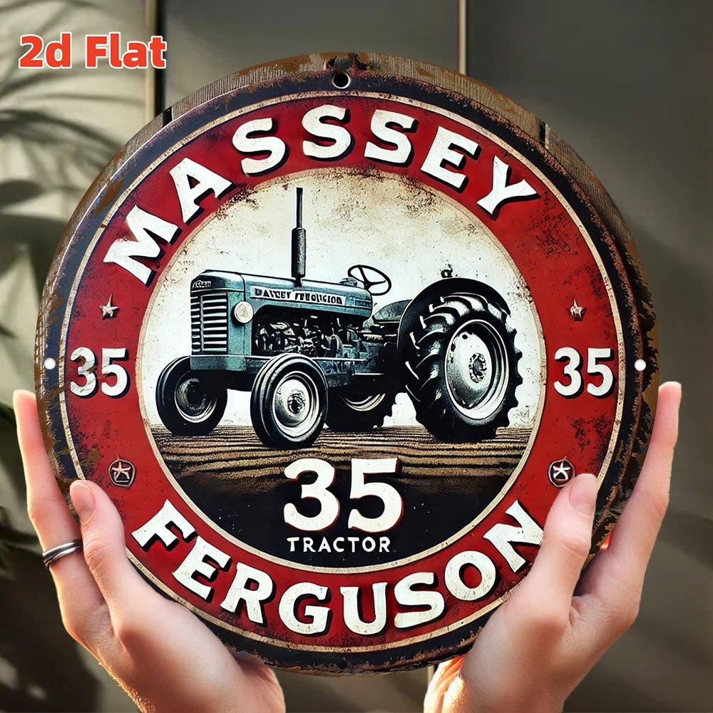 D FlatМашиностроительный трактор Massey Ferguson Настенное искусство Винтажный декор сельскохозяйственной техники Прочный алюминиевый знак с дизайном трактора Идеальный