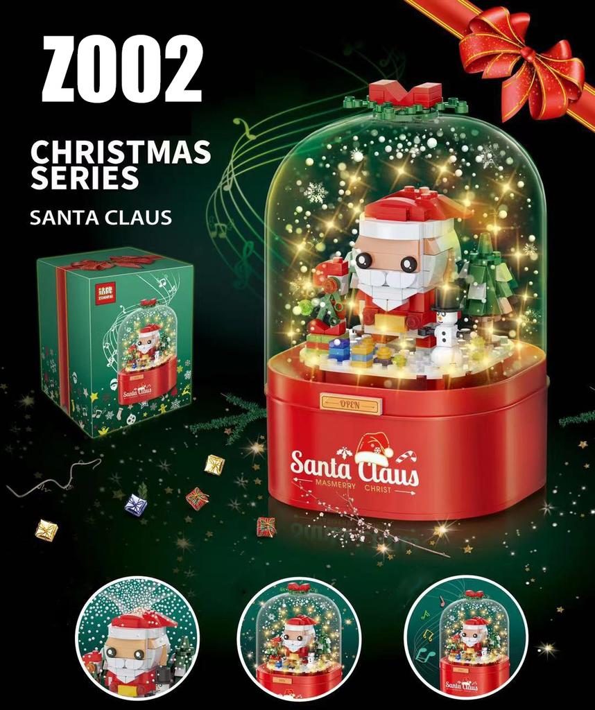 Christmas House Building Blocks Music Box with LED Lighting Compatible Building Blocks Small Particle Toys Children's Christmas Gifts