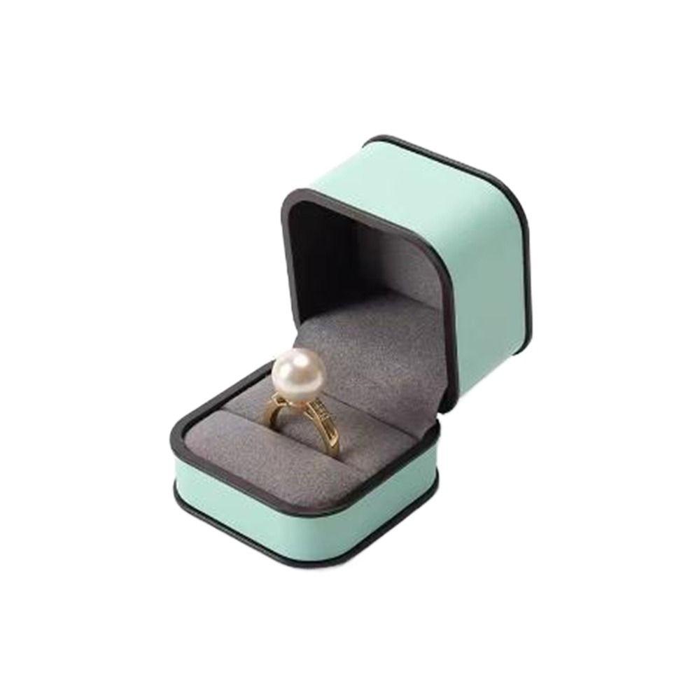 Black Edge PU Jewelry Box Round Corner Jewelry Display Box Modern Ring Gift Box  Wedding