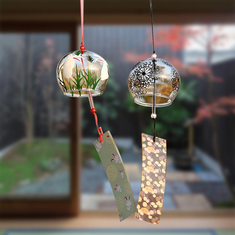 Japanese Sakura Glass Wind Chime Wind Bell Kawaii Room Decor Aesthetics Wind Campaigns Wall Decor Music Bell Sound Wind Spinner