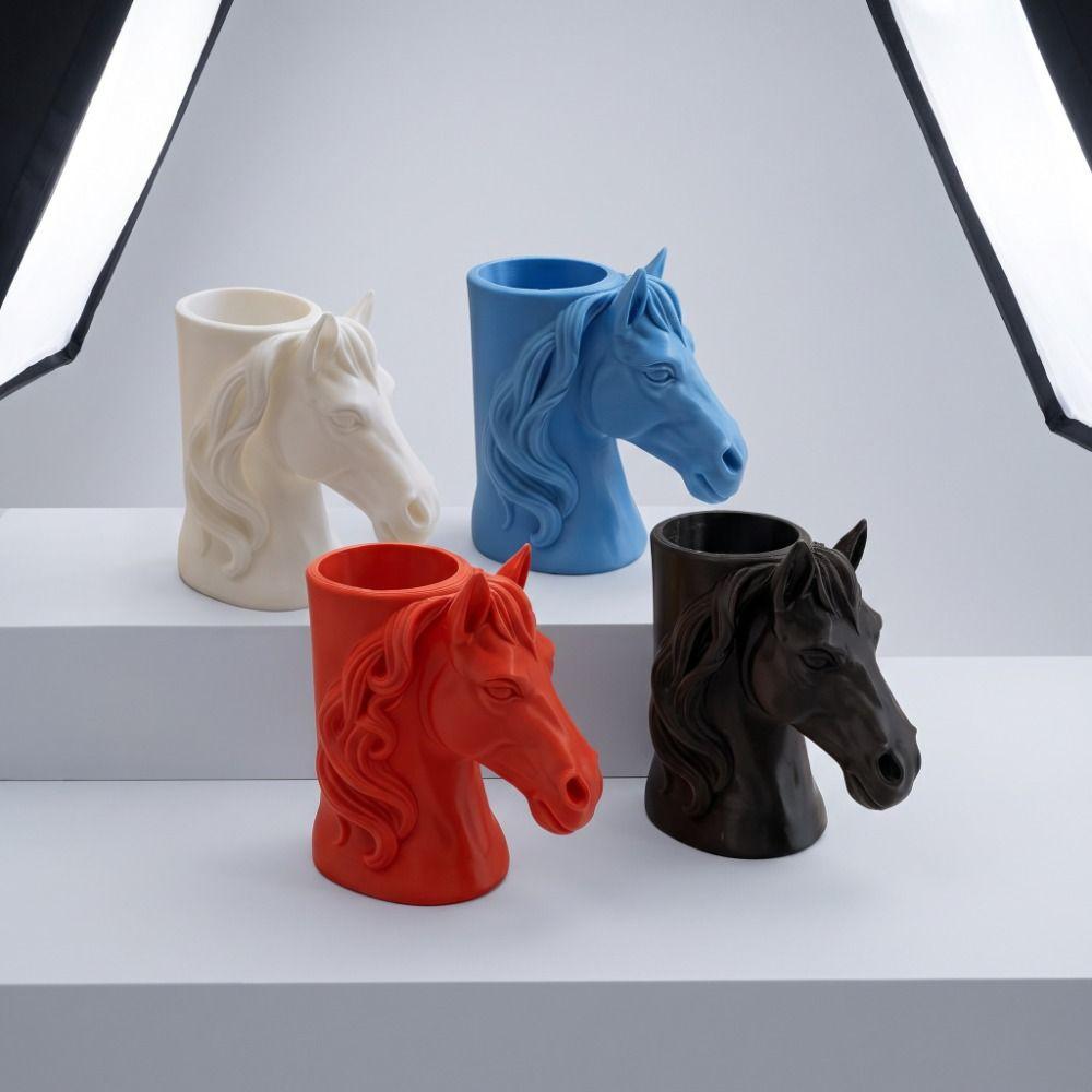 Multifunctional Storage Box 3D Printed Makeup Brush Holder Home Decor Horse-Shaped Pen Holder Home
