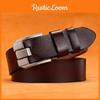 Elegant Leather Belt For Men With Alloy Pin Buckle And Artful Geometric Details