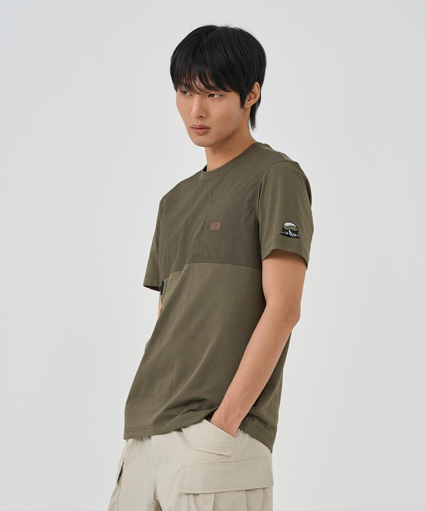 BBC EARTH Hybrid Short Sleeve T-Shirt_Ash Khaki