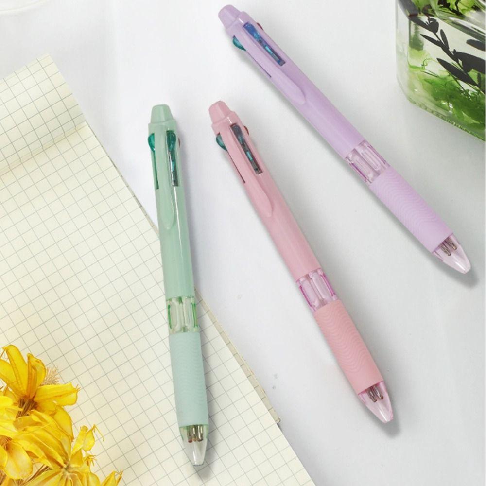 6pcs 0.7mm Refill Multicolor Retractable Pen Rubber Grip Press Roller Ball Pen Office