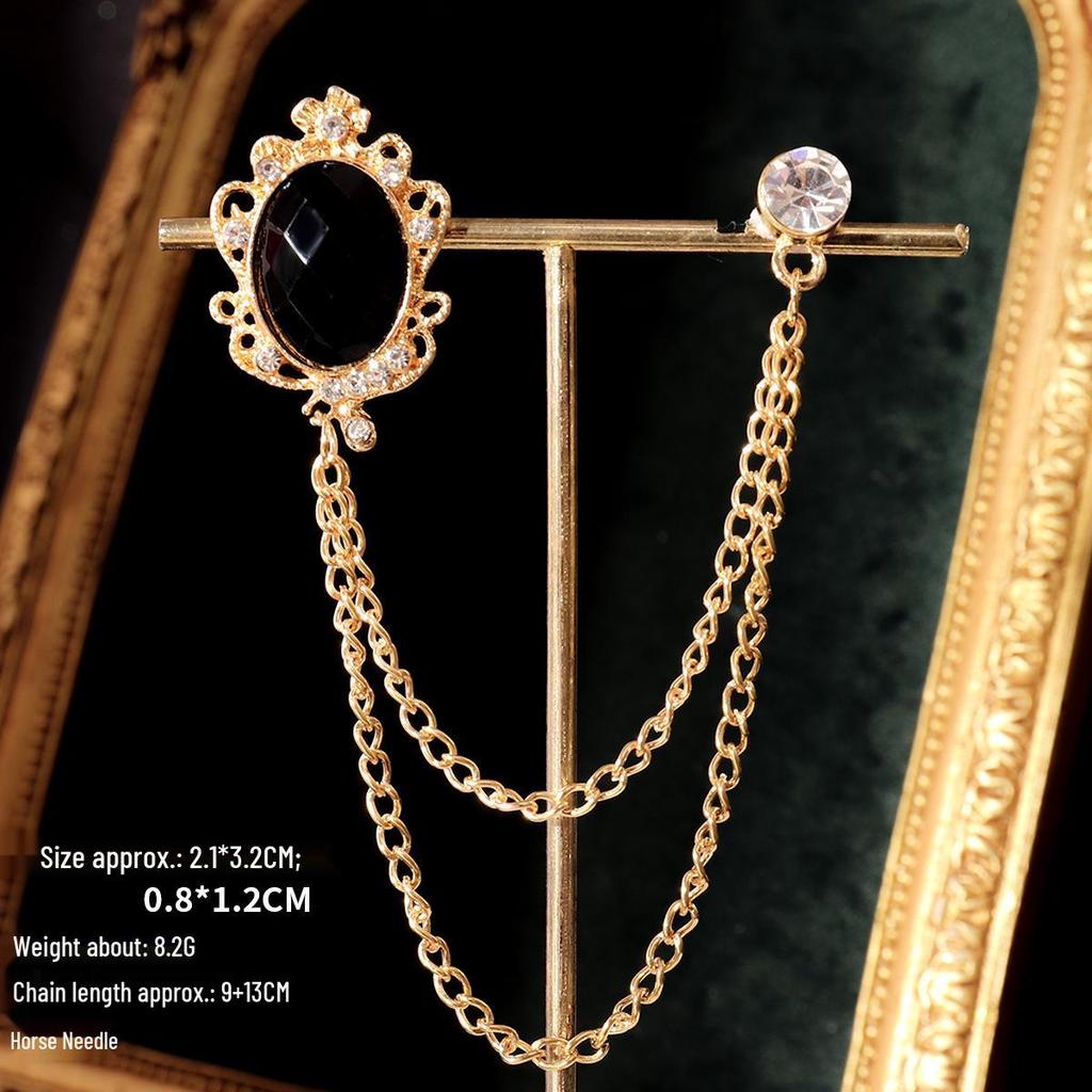 Baroque Rhinestone Pearl Corsage Necklace Brooch - Retro British Court Suit Accessory