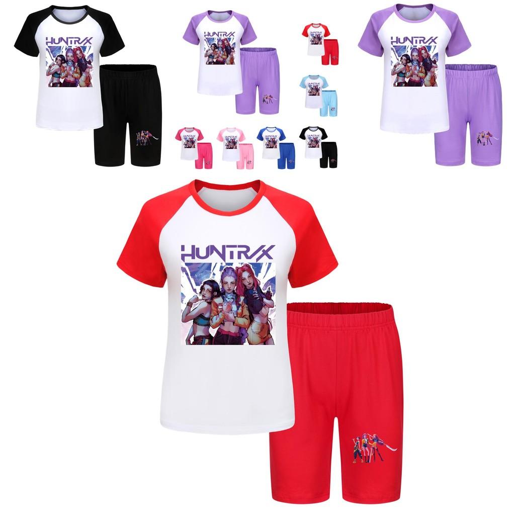 Kpop Demon Hunters Children Summer Shorts And T Shirt Set With Cotton Fabric For Active Kids