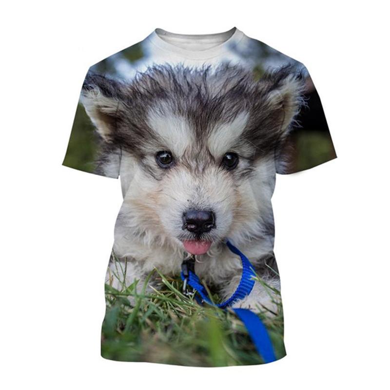 Новая летняя футболка с принтом аляскинского маламута 3D для мужчин и женщин, с изображением собак и животных, с круглым вырезом и коротким рукавом, свободные футболки Harajuku, топы, детская одежда