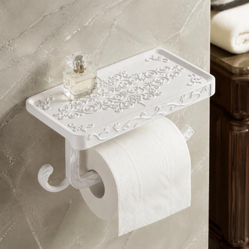 Antique Carved Tissue Roll Rack Wall-Mounted Mobile Phone Rack Paper Dispenser Bathroom