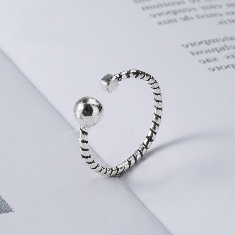 Винтажные панк-кольца из стерлингового серебра 925 пробы с геометрическим рисунком для женщин, обручальное кольцо на палец ручной работы, ювелирные изделия из стерлингового серебра Jz441