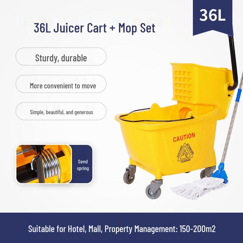 Single Bucket Mobile Mop Cart with Squeeze Feature