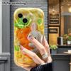Чехол для телефона: Плоский 2D дизайн, подходящий для защитного чехла iPhone 18 17 16 15 14 13 Pro, с изображением маленького белого кролика, обнимающего морковку, идеальный праздничный