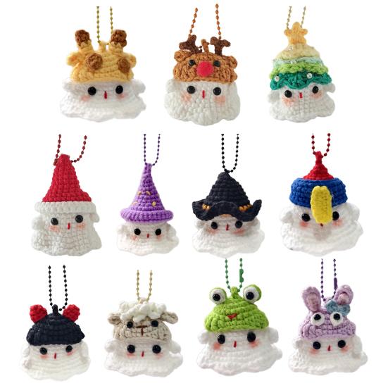 Хэллоуин Крючком Призрак Орнамент Милый Ручной Работы Вязаный Лягушка/Кот/Паук/Клубника Призрак Подвесное Украшение для Зеркала Заднего Вида Автомобиля