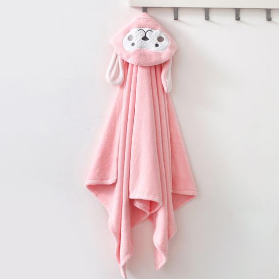Hooded Baby Towel Button-up Absorbent Bathrobe Cartoon Animal Coral Velvet Cape Towel for Girls Boys Toddlers Home Pool Use
