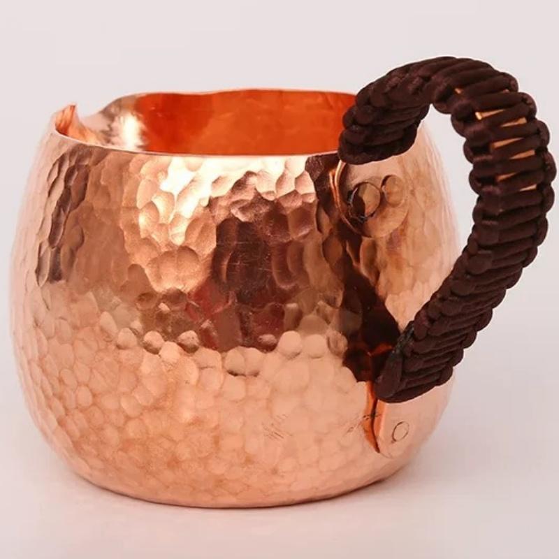 Винтажная кофейная кружка, красная, из чистой меди, с плетёной ручкой, утолщённая, 350 мл, для завтрака, ручной работы, стакан для чая, посуда для напитков, посуда