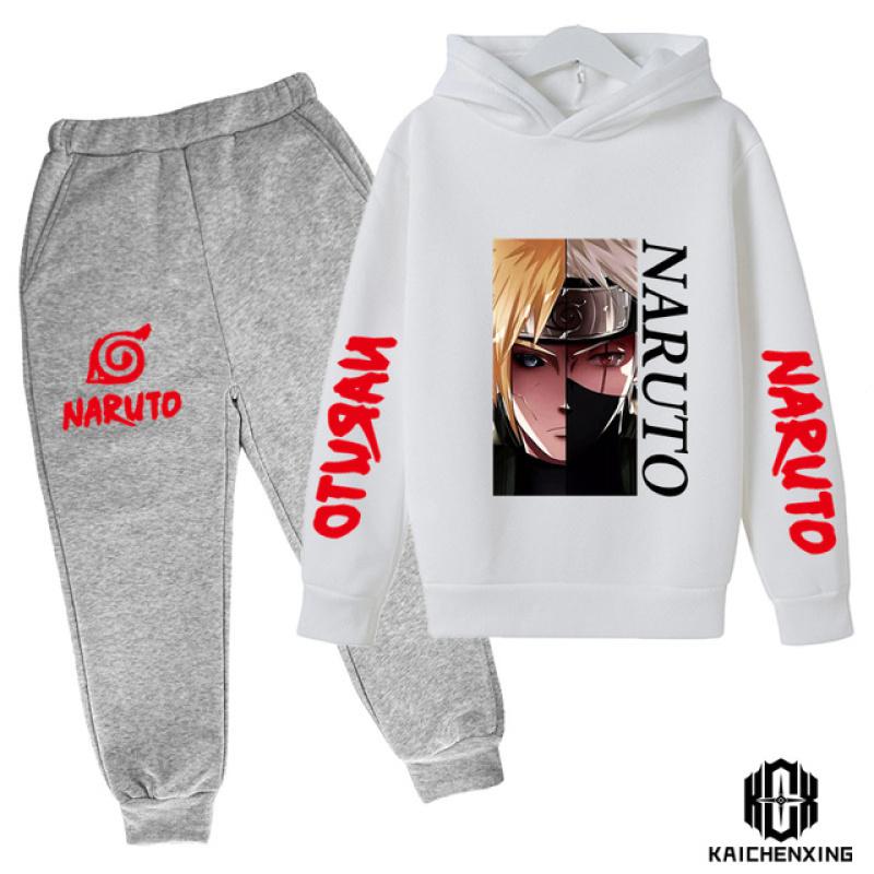 Весенняя повседневная спортивная одежда Наруто для маленьких мальчиков и девочек, детский милый детский топ + штаны, спортивный костюм для мальчиков 4-14 лет