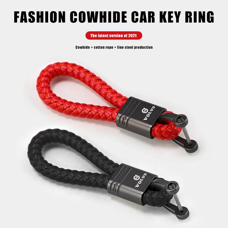 For Volvo XC90 XC60 V50 S60 V70 V60 V40 S90 olestar AWD XC40 S80 Car Key Ring Metal Keychains Braided Rope Zinc Alloy Key Chain