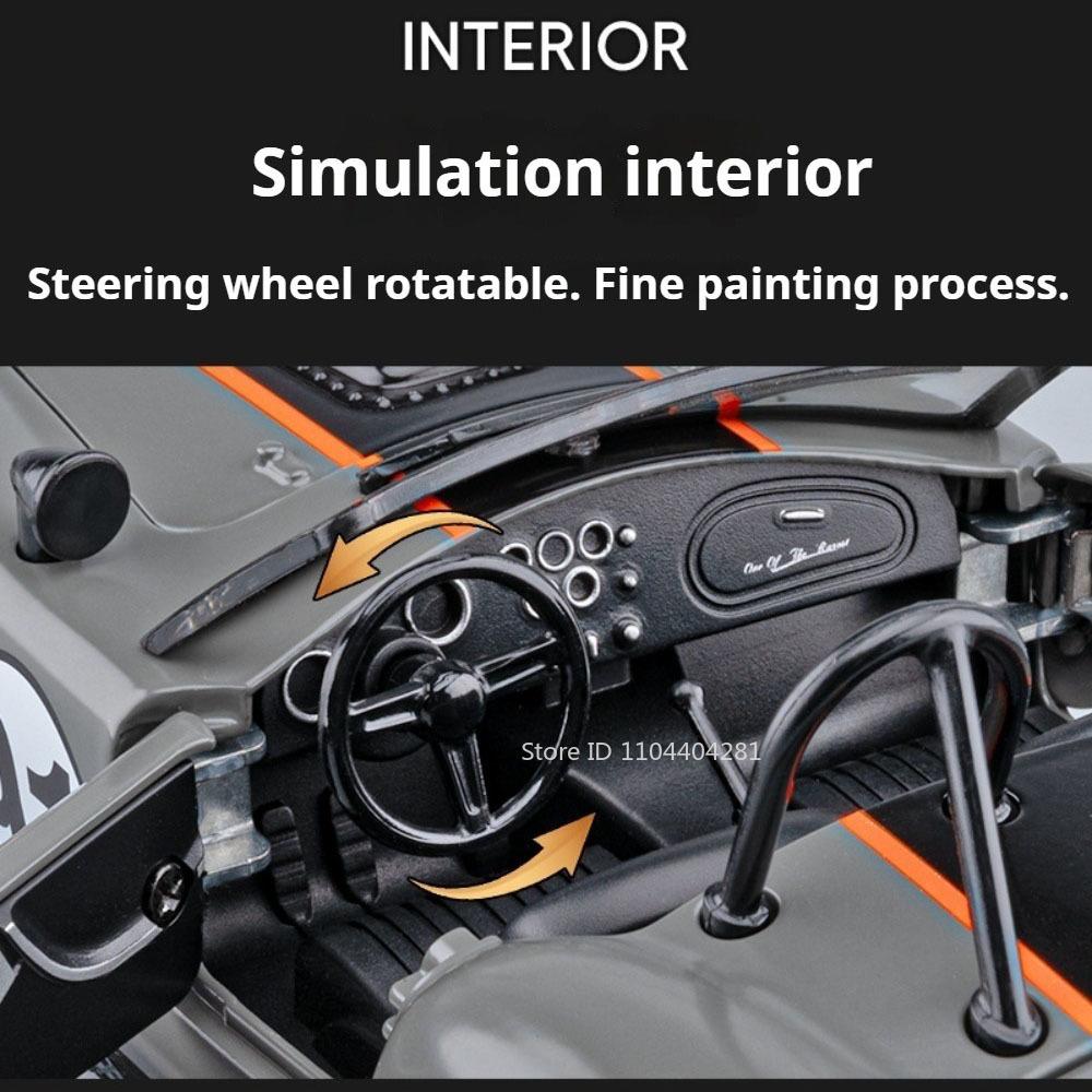 1:22 Shelby Cobra RWB 993 Miniature Toys Alloy Diecast Model Car Doors Opened Sound Light Pull Back Sportscar Exquisite Ornament