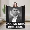 Warm Soft Blankets Camping Charlie Kirk Freedom RIP Throw Blanket  Flannel Bedspread For Outdoor Graphic Sofa Bed Cover