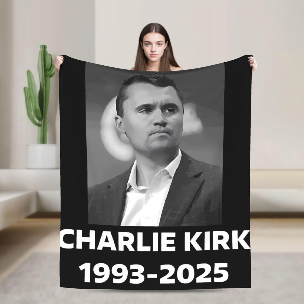 Теплые Мягкие Одеяла Кемпинг Чарли Кирк Свобода RIP Плед Фланелевое Покрывало Для Улицы Графический Чехол На Диван-Кровать