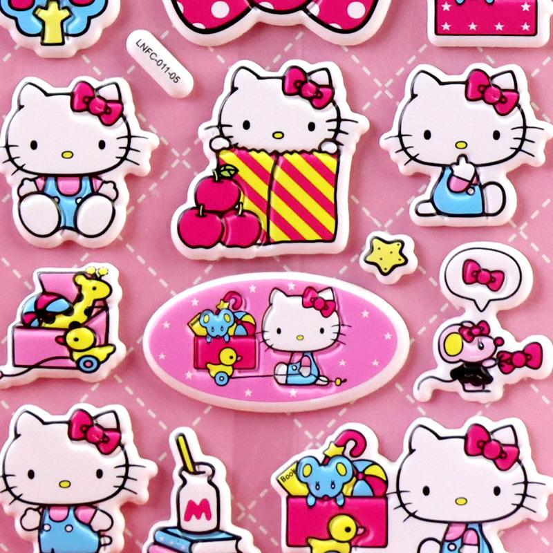 4Pcs Hello Kitty DIY Notebook Album Diary Handbook Decoration Scrapbook Planner 3D Bubble Stickers For School Student Stationer