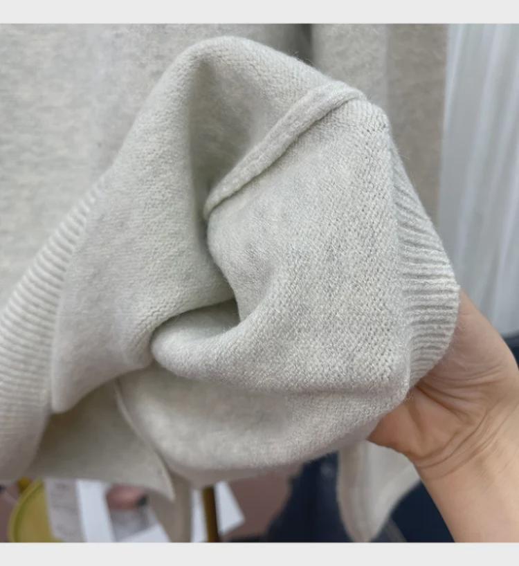 Женский изысканный кардиган с вышитым медведем - весна/осень, длинный рукав, круглая горловина, мягкий трикотажный свитер.