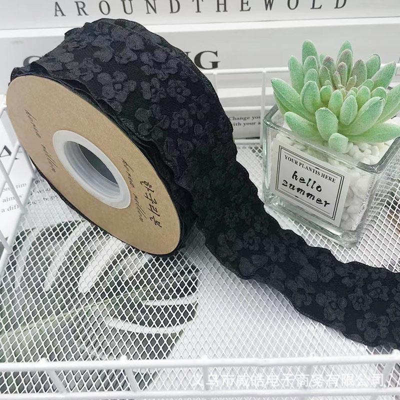 Romantic Camellia Embossed Satin Ribbon for Flower Bouquet Packaging and DIY Bows