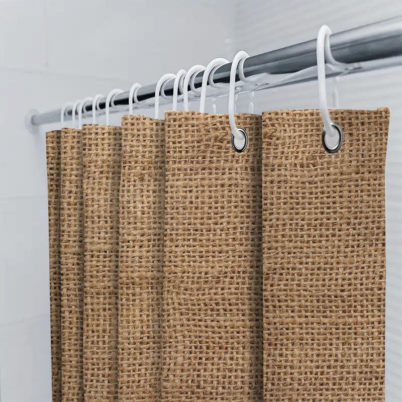 Natural Fiber Shower Curtain Rustic Woven Design For Bathroom Decor, Rectangular Shape, Perfect Fit Your Bathtub Or Tubs With Ro