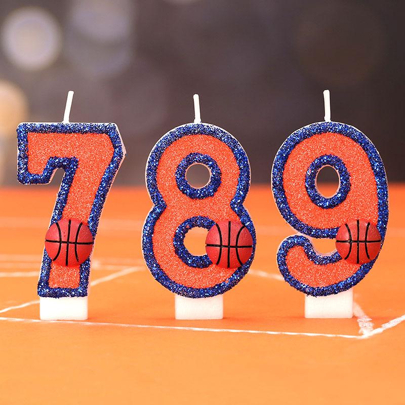 Свечи для дня рождения Vitality Basketball 0-9 Бесплатная комбинация спичек Цифровые свечи идеально подходят для украшения торта для выпечки высокого класса
