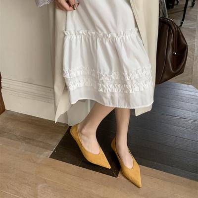 Французские нишевые коричневые туфли премиум-класса женские 2025 весна и осень новые толстый каблук темперамент острый носок для работы вечерние туфли бабушки