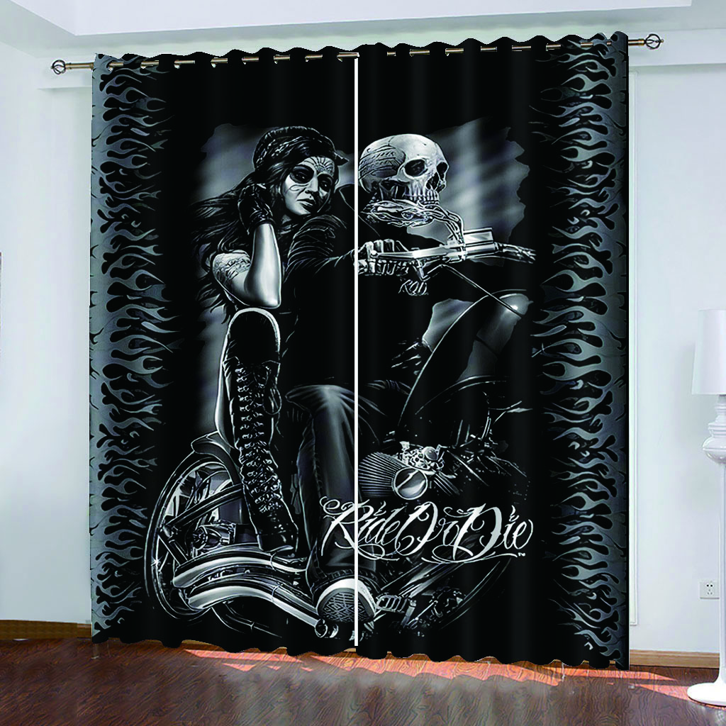 Роскошные современные сексуальные скелетные красивые панк-черные шторы для спальни, кухни, окна, комплект из 2 предметов для гостиной, бесплатная доставка